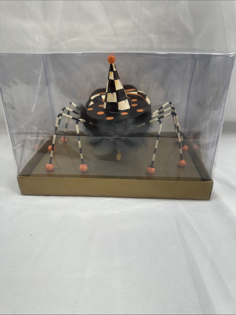 New MacKenzie-Childs Witch's Pet Spider Figurine Courtly Check 6"
